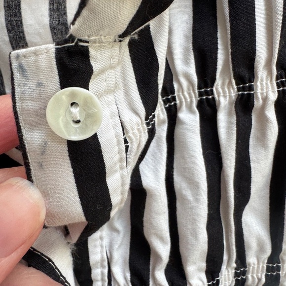 Cozi Kidz 3T Girls Black and White Stripe Long Sleeve Collared Shirt Dress - Picture 4 of 8